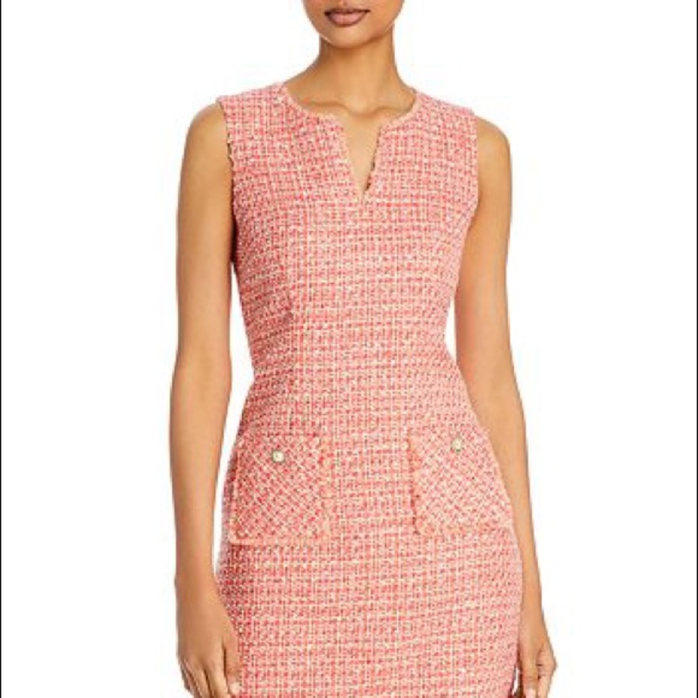 Karl Lagerfeld Pink Tweed Dress with Pearl Buttons